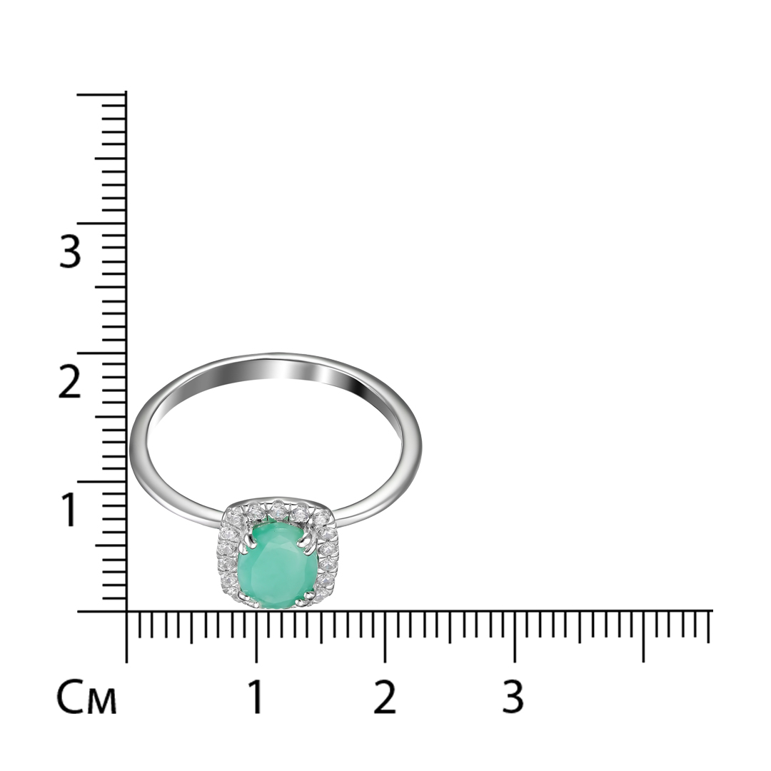 Серебряное кольцо 925 пробы; вставки 1 Берилл 1,15 ct; Россыпь Куб.Цирконий бесцв.;