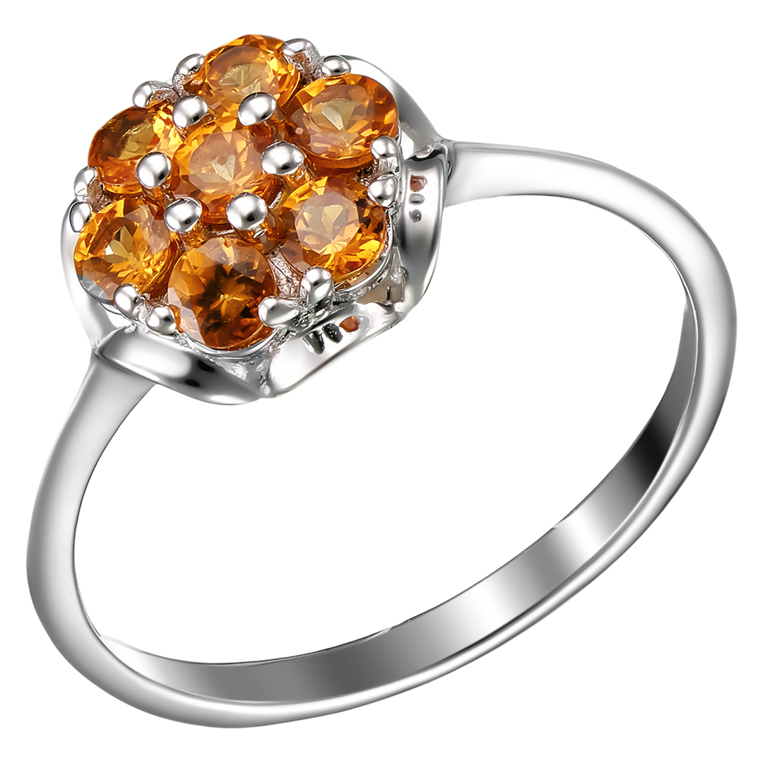 Серебряное кольцо 925 пробы; вставки 7 Спессартин 1,05 Ct