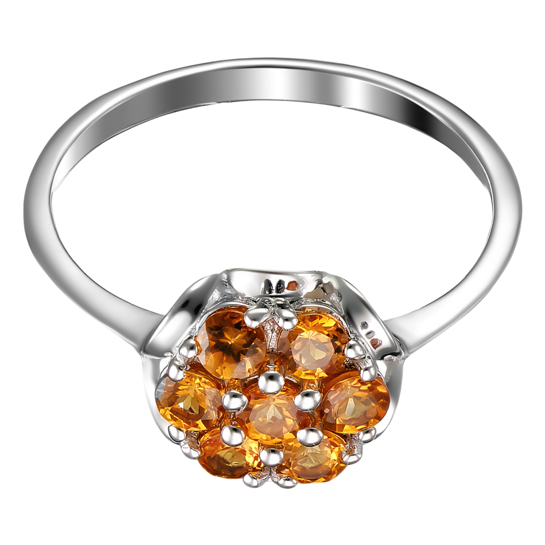 Серебряное кольцо 925 пробы; вставки 7 Спессартин 1,05 Ct