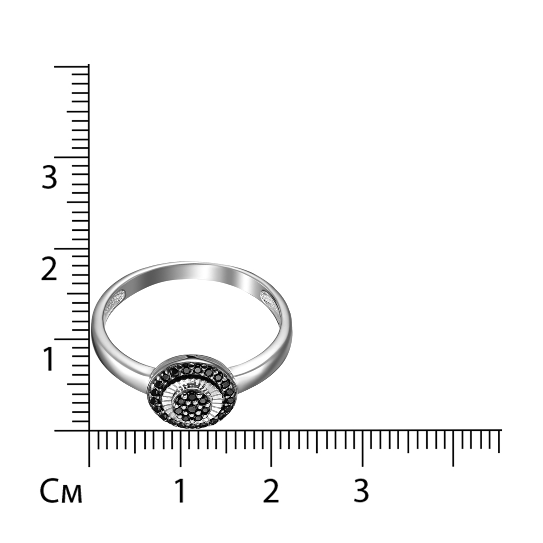 Серебряное кольцо 925 пробы; чернение; с алмазной обработкой; вставки 29 Шпинель черная;