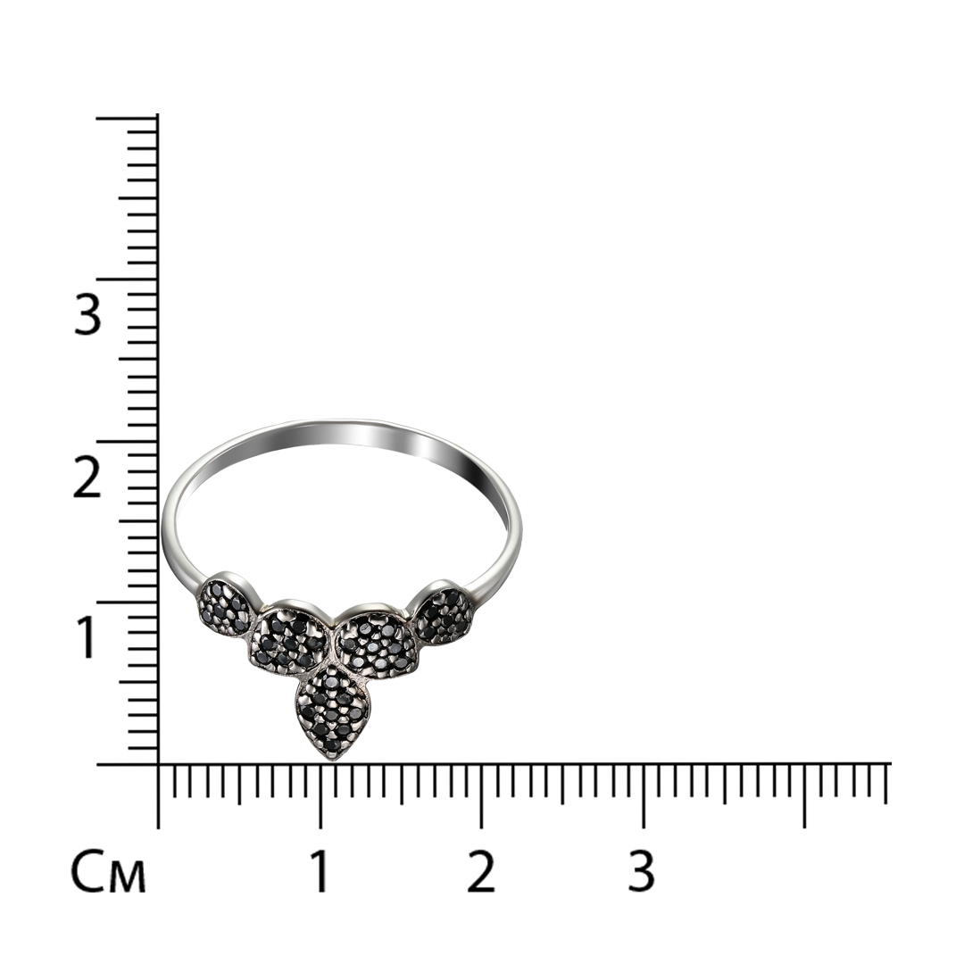 Серебряное кольцо 925 пробы; родий (бел.черн.); вставки 35 Шпинель черн.;