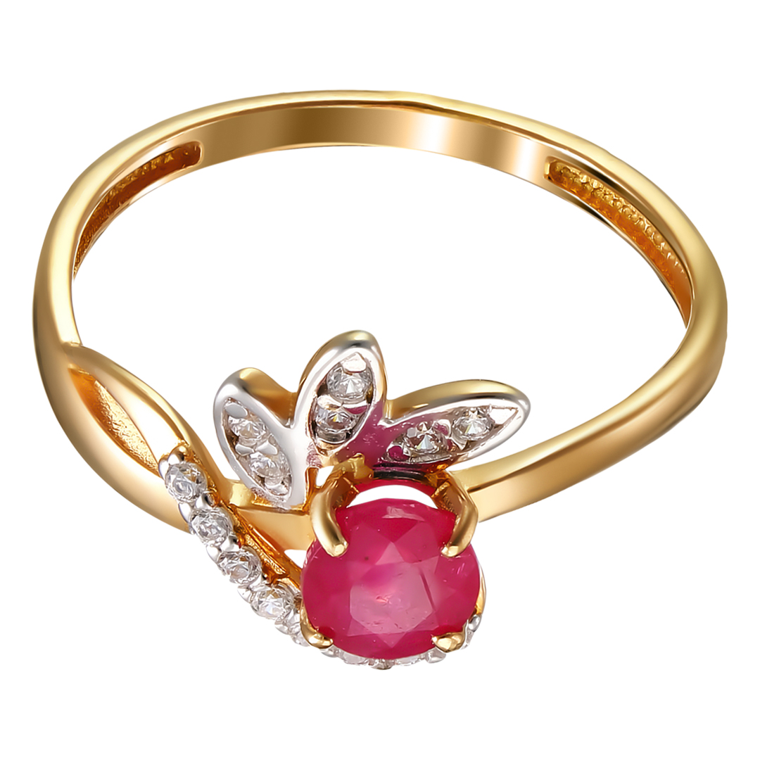 Серебряное кольцо 925 пробы; вставки 1 Рубин F/2 0,7; 14 Фианит бесцв.;