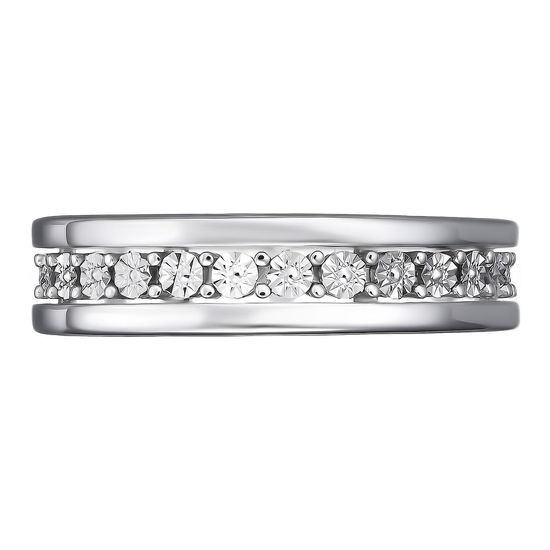 Серебряное кольцо 925 пробы; с алмазной обработкой; вставки 1 Бр.Кр-17 0,005 2/3A