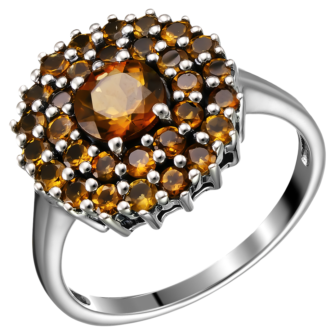 Серебряное кольцо 925 пробы; оксидирование; вставки 31 Турмалин оранж. 2,17 Ct;
