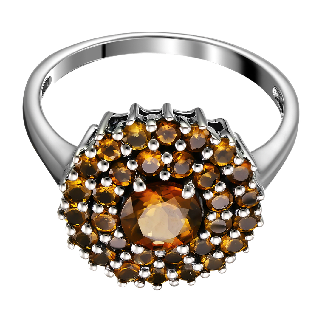 Серебряное кольцо 925 пробы; оксидирование; вставки 31 Турмалин оранж. 2,17 Ct;