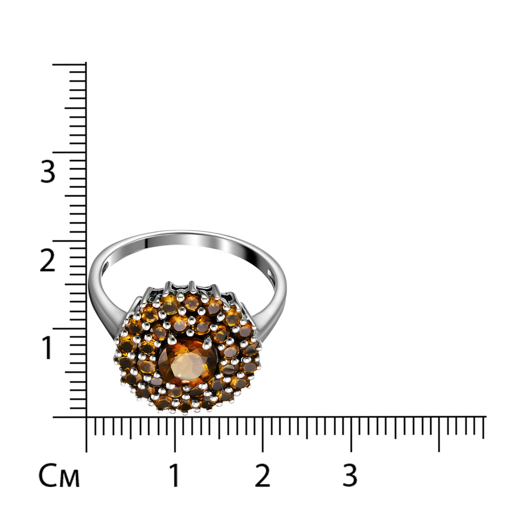 Серебряное кольцо 925 пробы; оксидирование; вставки 31 Турмалин оранж. 2,17 Ct;