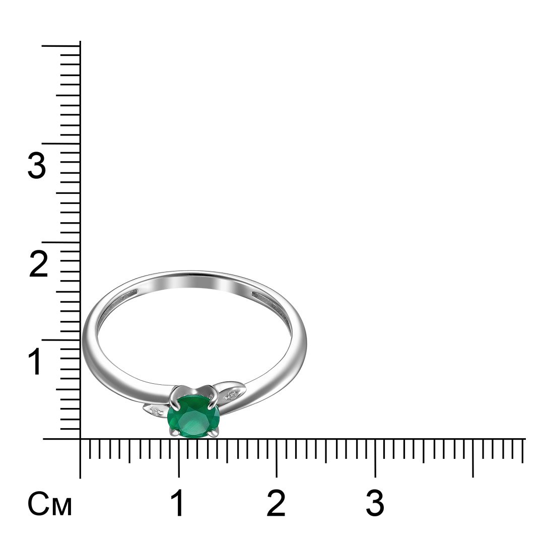 Серебряное кольцо 925 пробы; вставки 2 Бр.Кр-17 0,009 2/3A; 1 Агат зеленый;