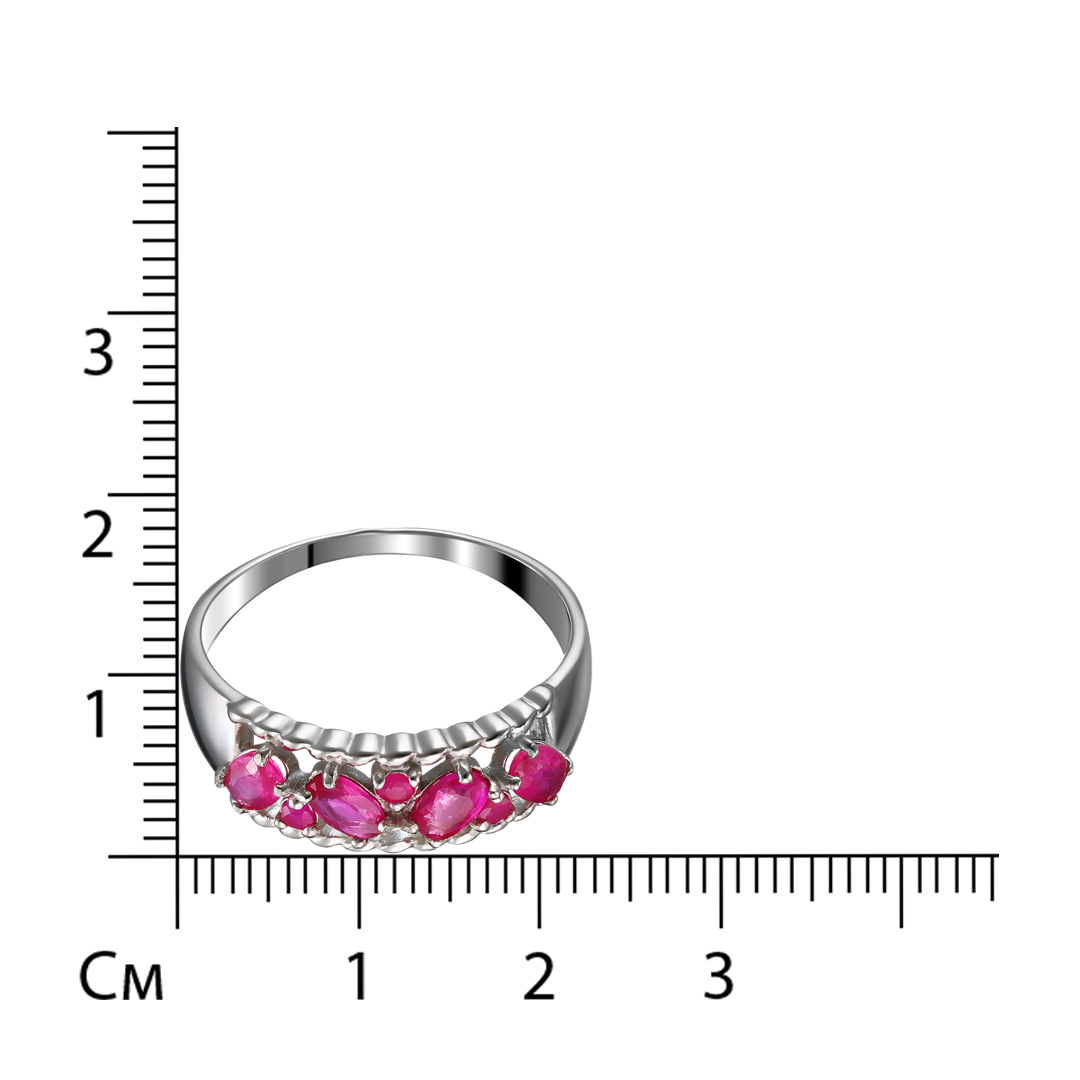 Серебряное кольцо 925 пробы; вставки 4 Рубин F/2 1,21; 3 Рубин (H) 0,13;