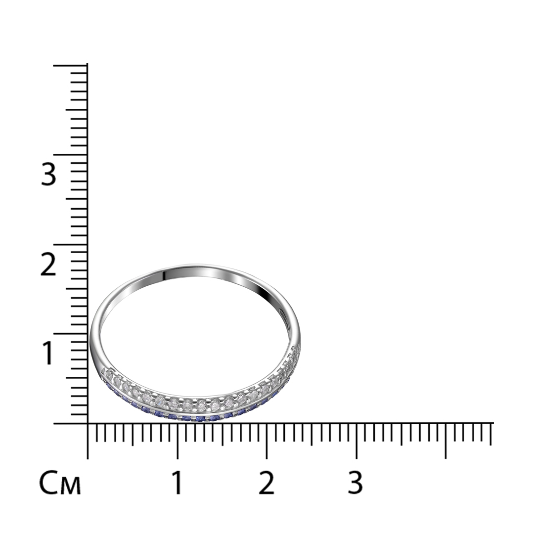Серебряное кольцо 925 пробы; вставки Россыпь Фианит (синий, бесцв.);