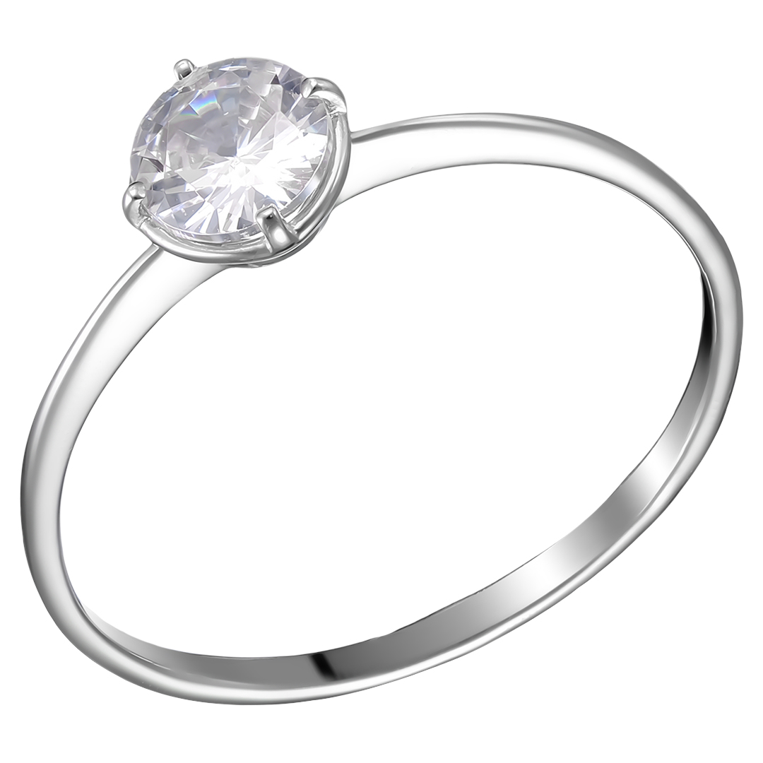 Серебряное кольцо 925 пробы; вставки 1 Фианит бесцв.;