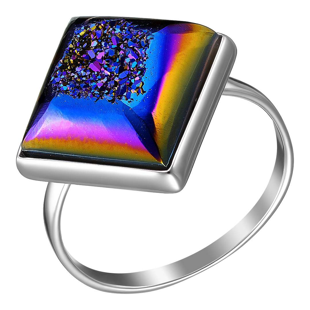 Серебряное кольцо 925 пробы; вставки 1 Друза Агата синий;