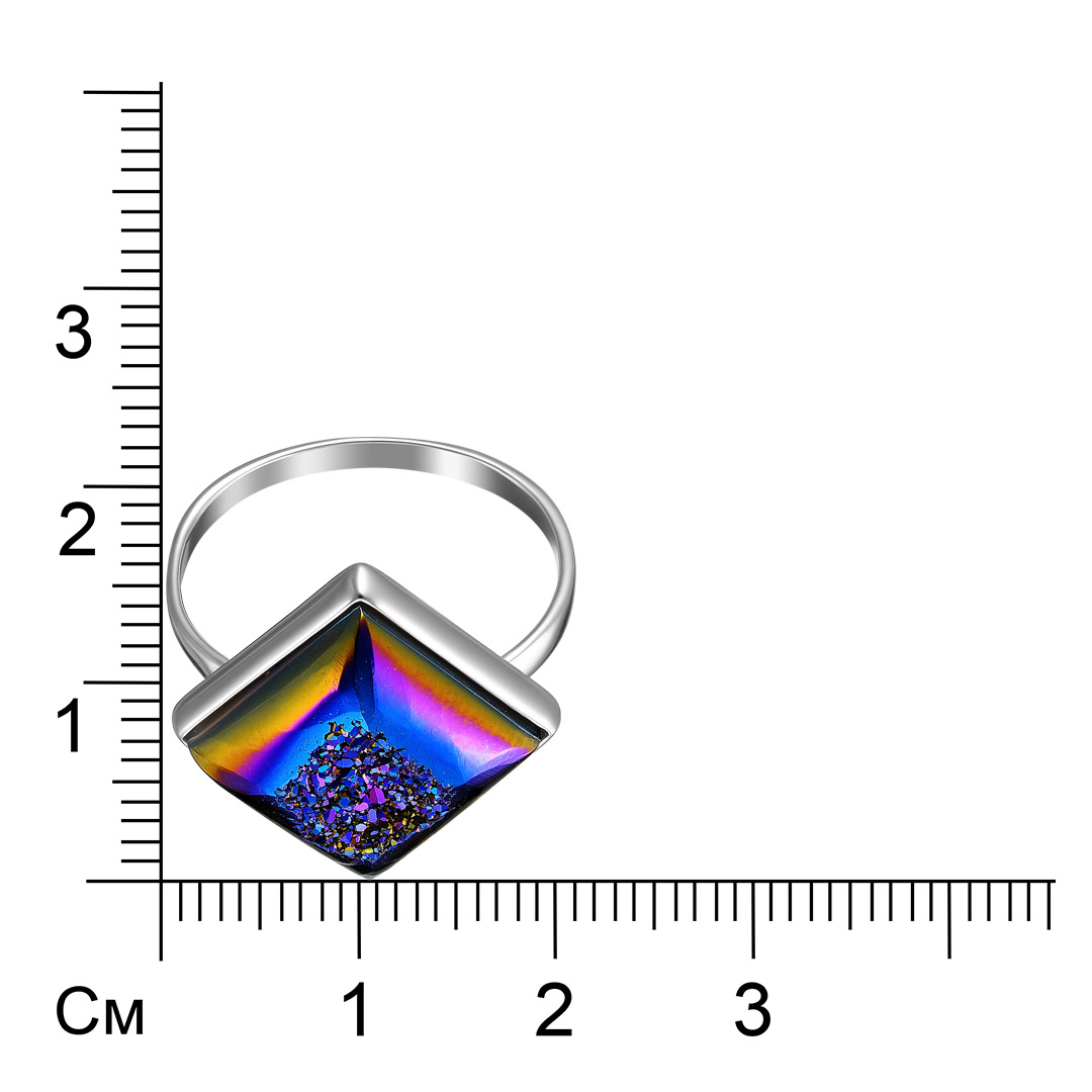 Серебряное кольцо 925 пробы; вставки 1 Друза Агата синий;