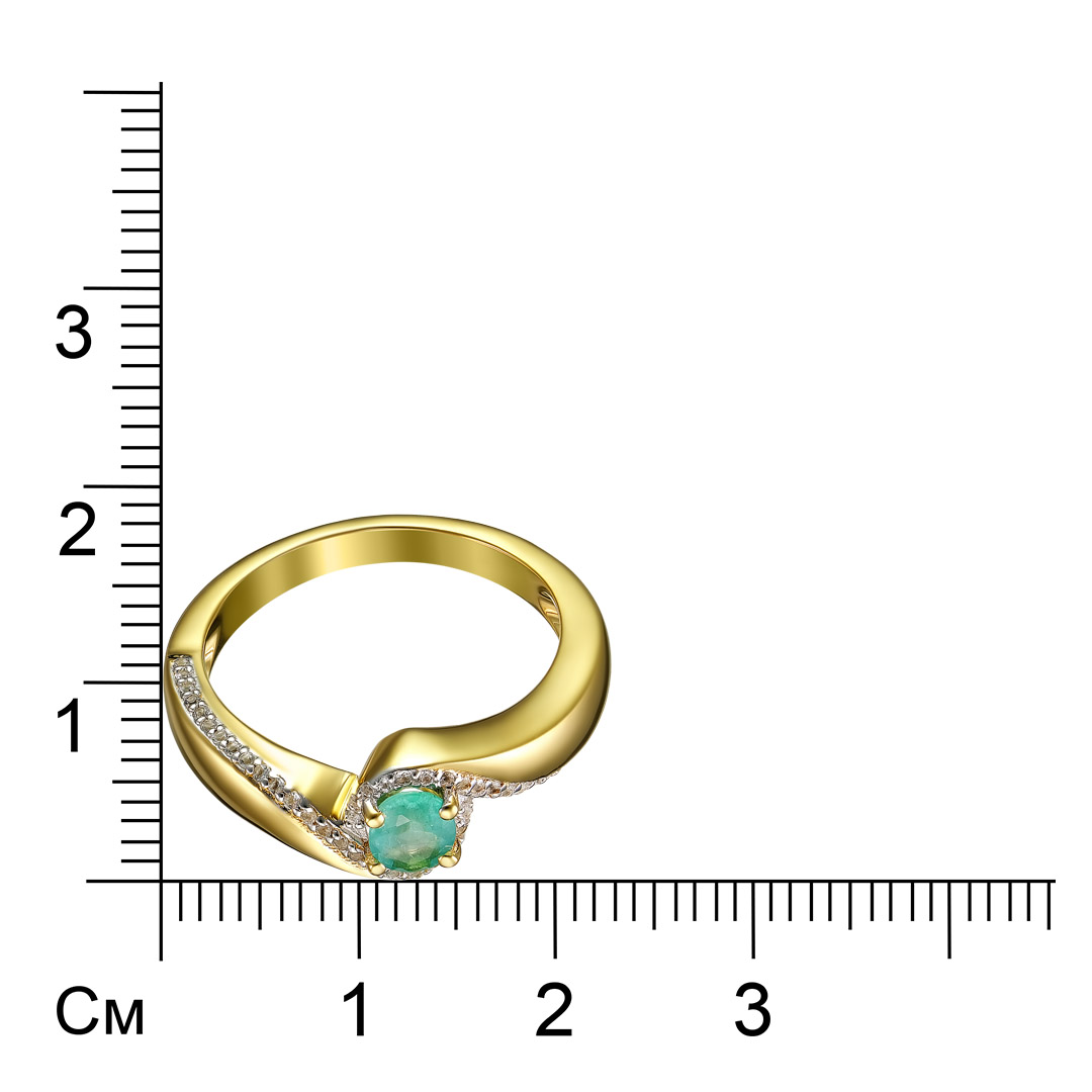 Серебряное кольцо 925 пробы; вставки 1 Изумруд (F) 0,36ct 4/Г3, овал 5х4; 46 Топаз белый 0,12ct;