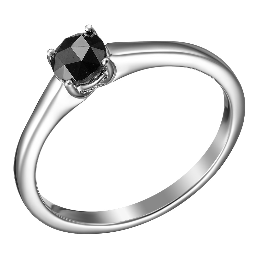 Серебряное кольцо 925 пробы; вставки 1 Бр. черный 7/9 0,5 ct;