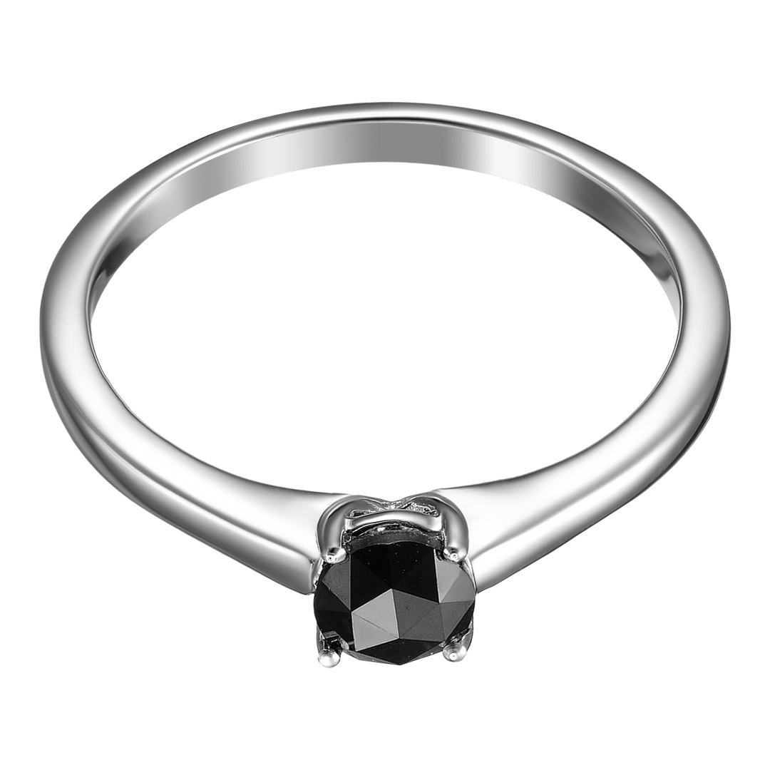 Серебряное кольцо 925 пробы; вставки 1 Бр. черный 7/9 0,5 ct;