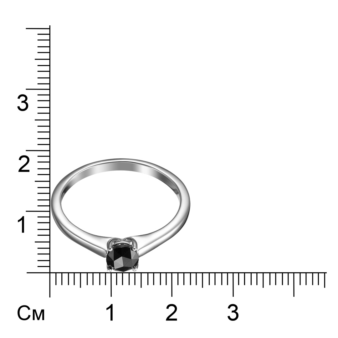 Серебряное кольцо 925 пробы; вставки 1 Бр. черный 7/9 0,5 ct;