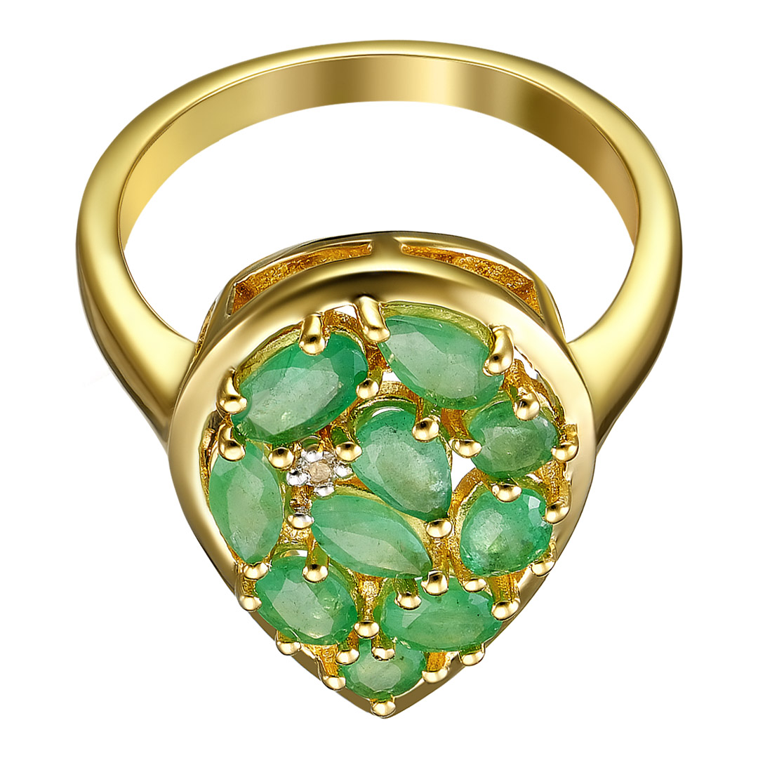 Серебряное кольцо 925 пробы; вставки 2Изумруд(F)0,17ct 4/Г3;3Изумруд(F)0,39ct 4/Г3;2Изумруд(F)0,20ct