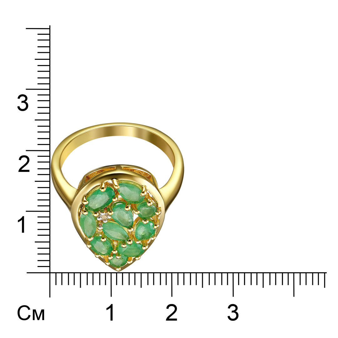 Серебряное кольцо 925 пробы; вставки 2Изумруд(F)0,17ct 4/Г3;3Изумруд(F)0,39ct 4/Г3;2Изумруд(F)0,20ct