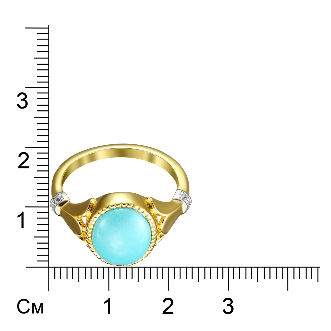 Серебряное кольцо 925 пробы; вставки 1 Бирюза 3,30 ct; 6 Топаз белый 0,06 ct;