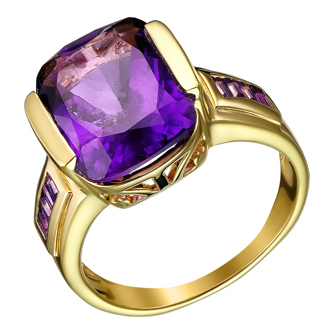 Серебряное кольцо 925 пробы; вставки 9 Аметист Африканский 10,23 ct;