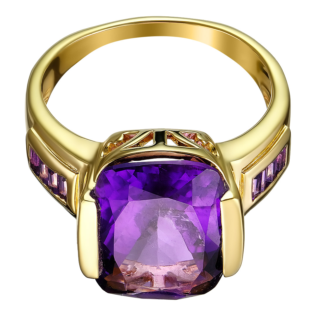 Серебряное кольцо 925 пробы; вставки 9 Аметист Африканский 10,23 ct;