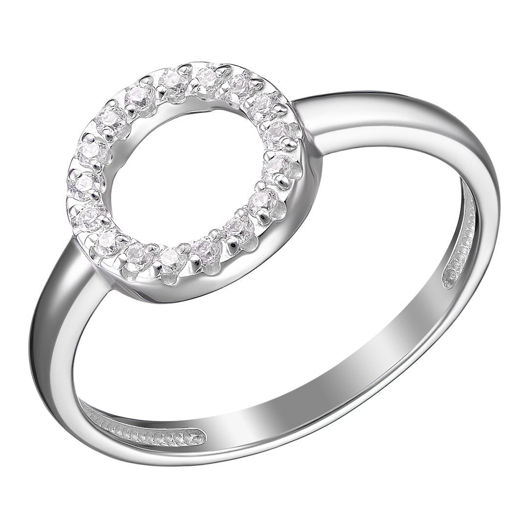 Серебряное кольцо 925 пробы; вставки 17 Фианит бесцв.;