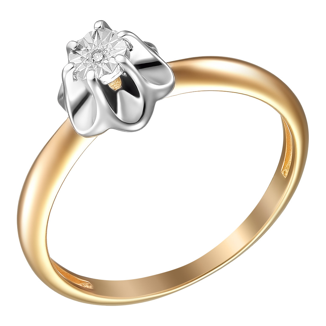 Серебряное кольцо 925 пробы; с алмазной обработкой; вставки 1 Бр.Кр-17 0,004 2/3A