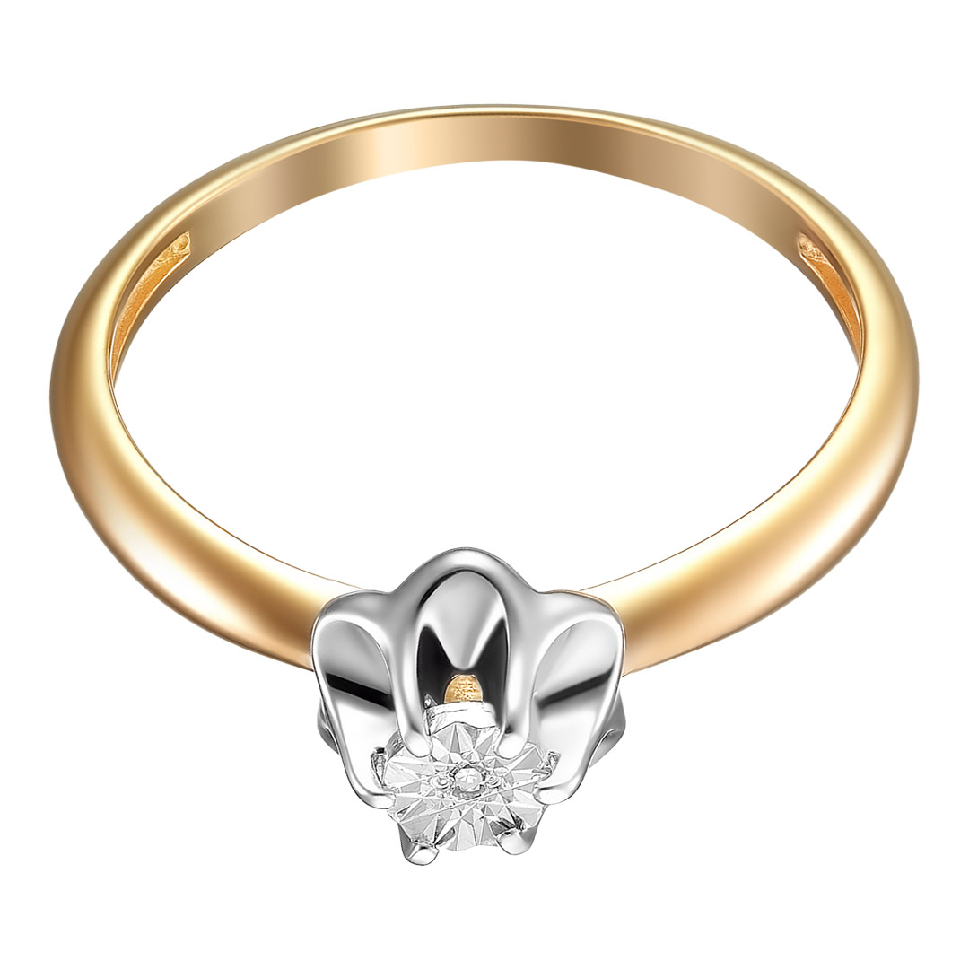 Серебряное кольцо 925 пробы; с алмазной обработкой; вставки 1 Бр.Кр-17 0,004 2/3A