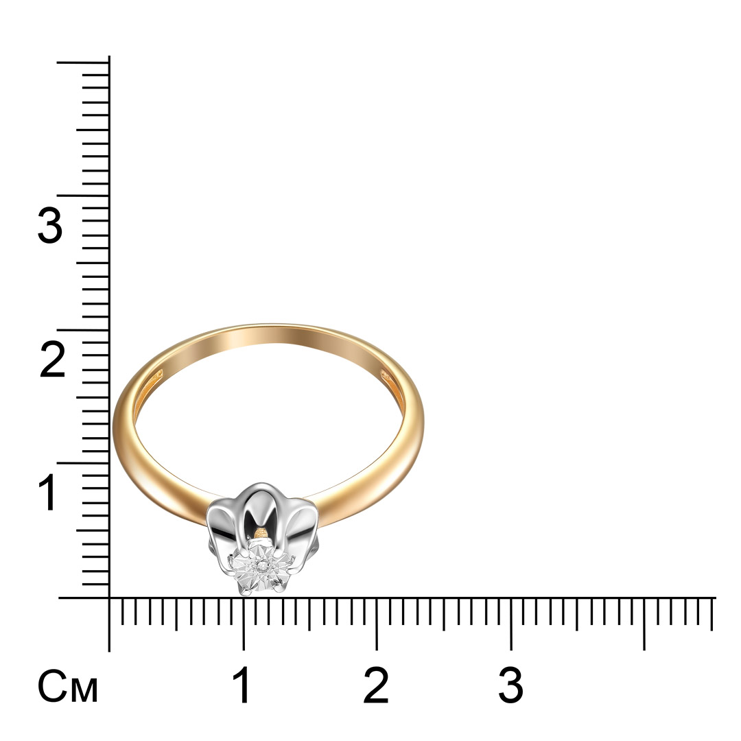 Серебряное кольцо 925 пробы; с алмазной обработкой; вставки 1 Бр.Кр-17 0,004 2/3A