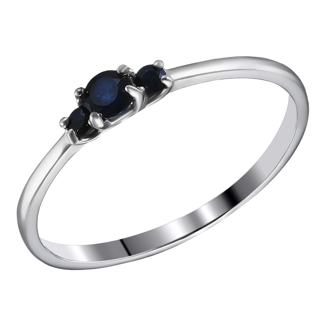 Серебряное кольцо 925 пробы; вставки 1 Сапфир U/2 0,16; 2 Сапфир U/3 0,08;