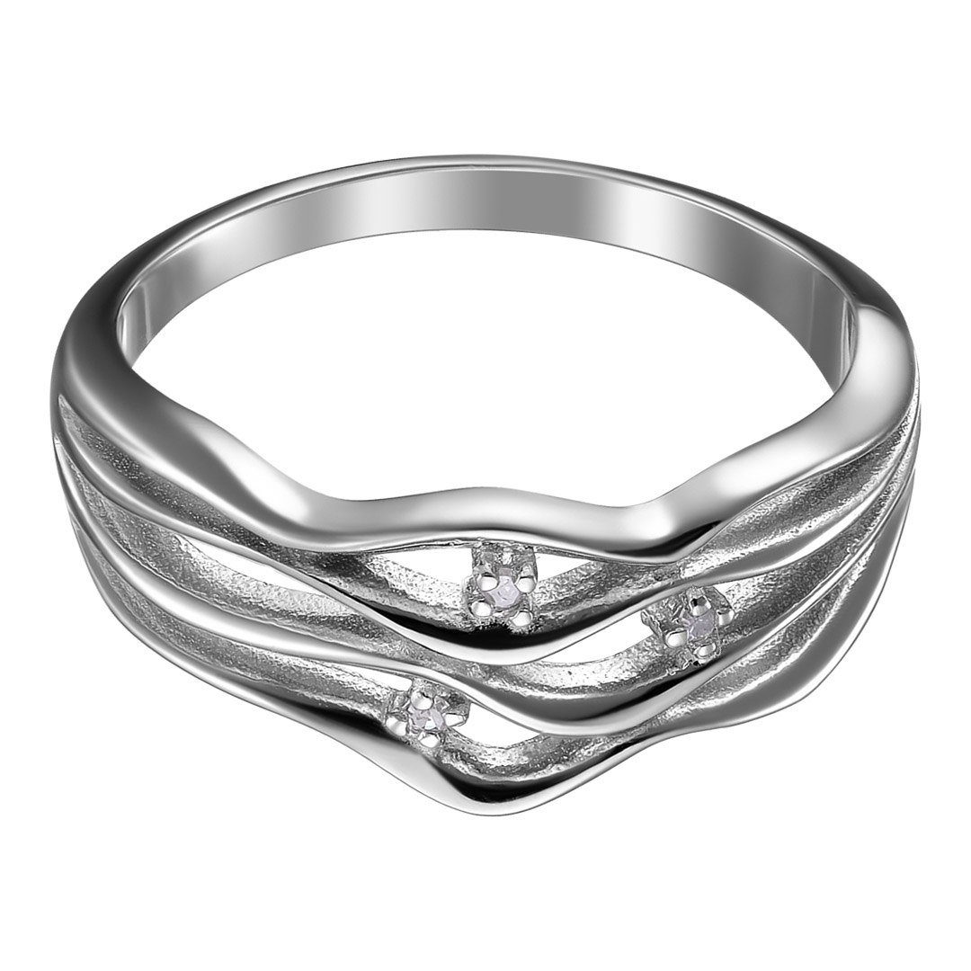 Серебряное кольцо 925 пробы; вставки 3 Бр.Кр-17 0,015 2/2Б;