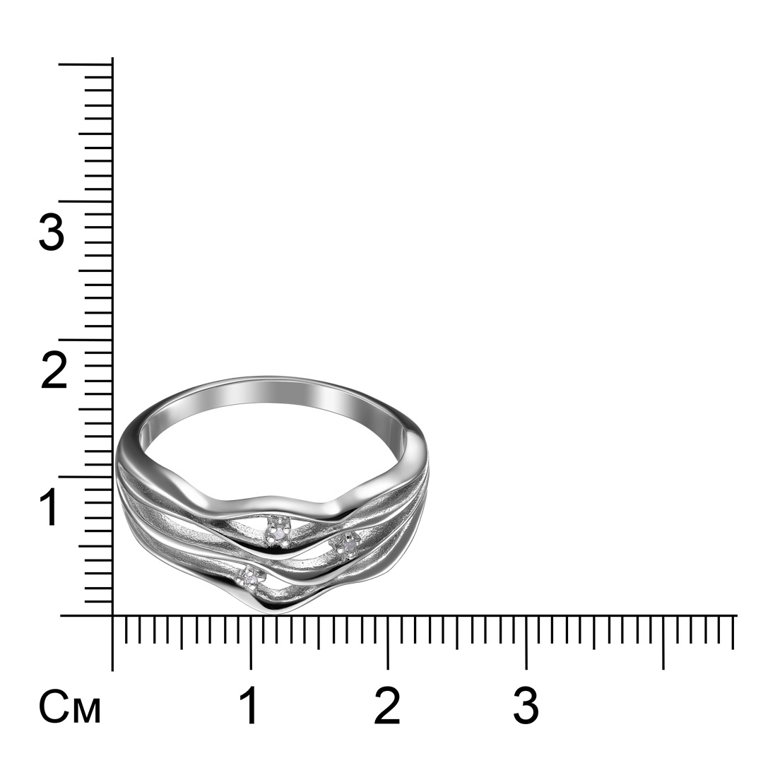 Серебряное кольцо 925 пробы; вставки 3 Бр.Кр-17 0,015 2/2Б;