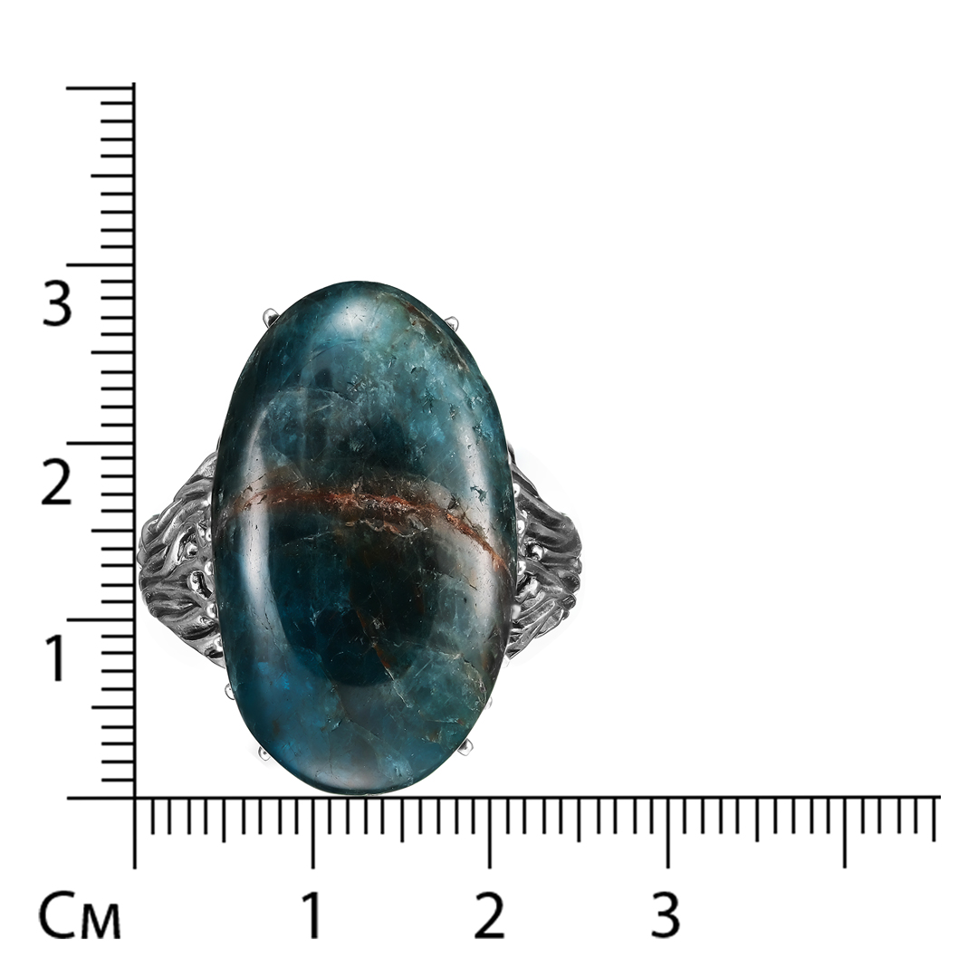 Серебряное кольцо 925 пробы; оксидирование; вставки 1 Апатит;