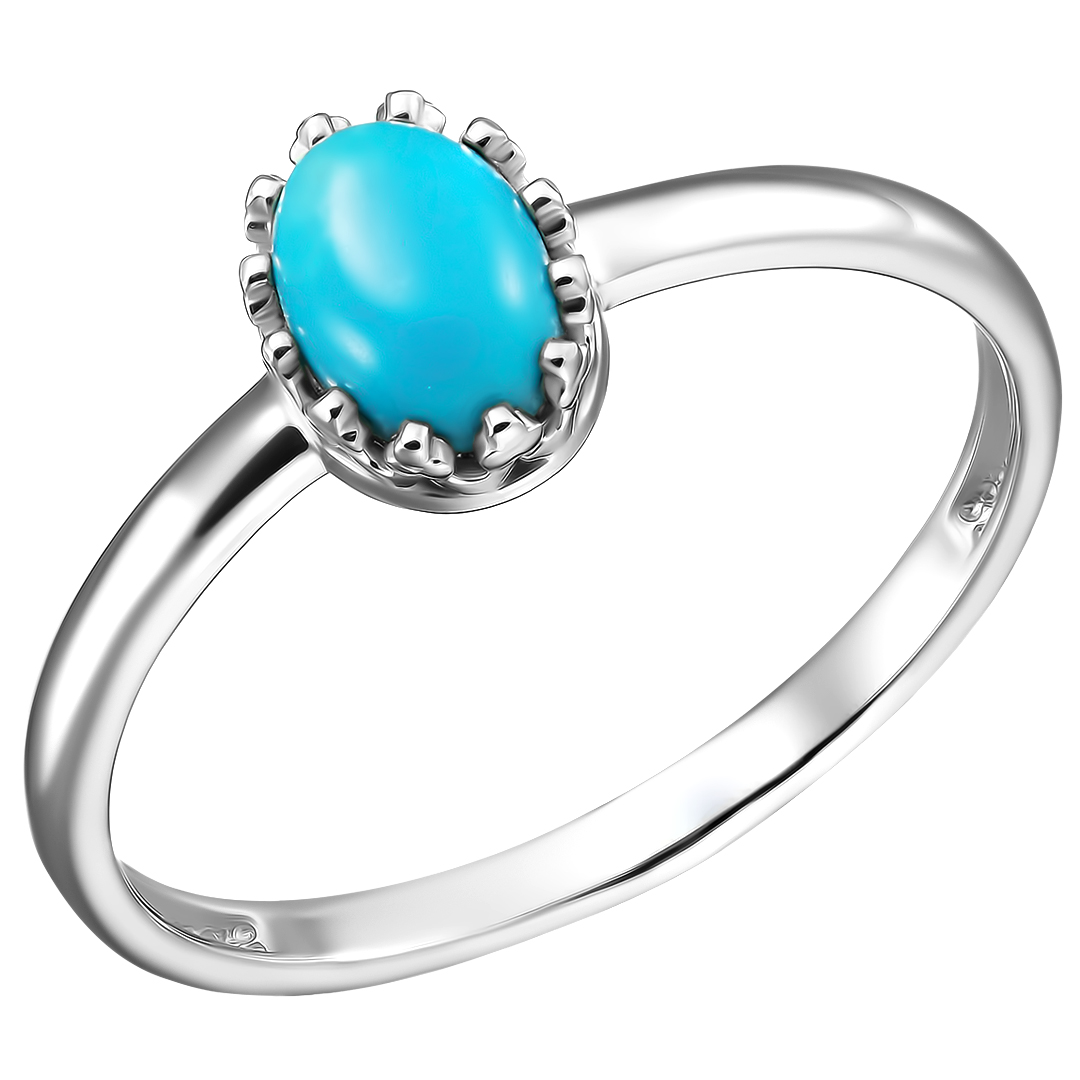 Серебряное кольцо 925 пробы; вставки 1 Бирюза нат.;