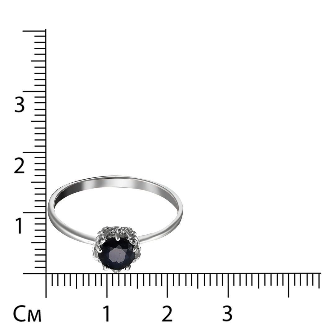 Серебряное кольцо 925 пробы; вставки 1 Сапфир U/2 0,13 ct; 5 Куб.Цирконий бесцв. 0,06 ct ;