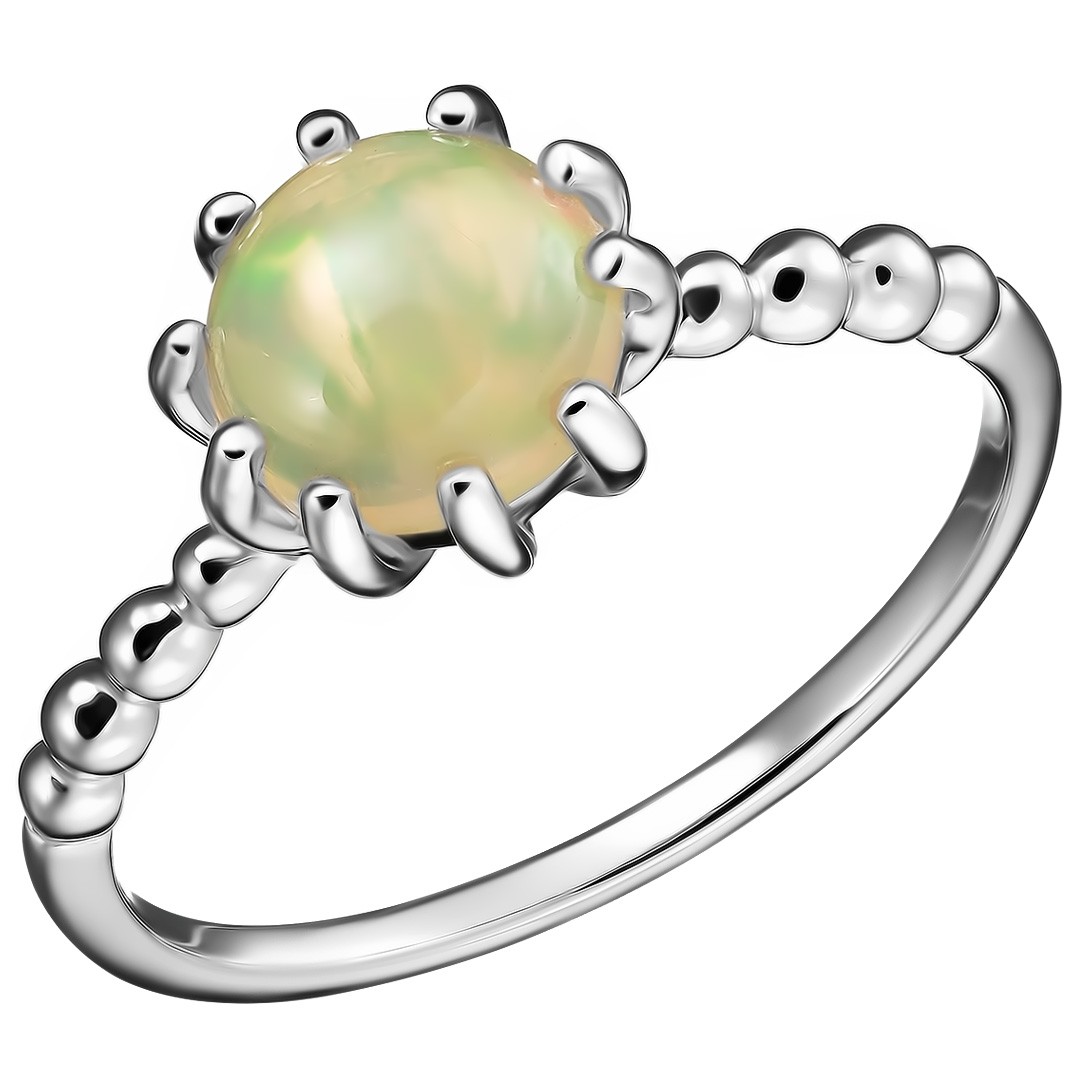 Серебряное кольцо 925 пробы; вставки 1 Опал Белый 0,22 ct;