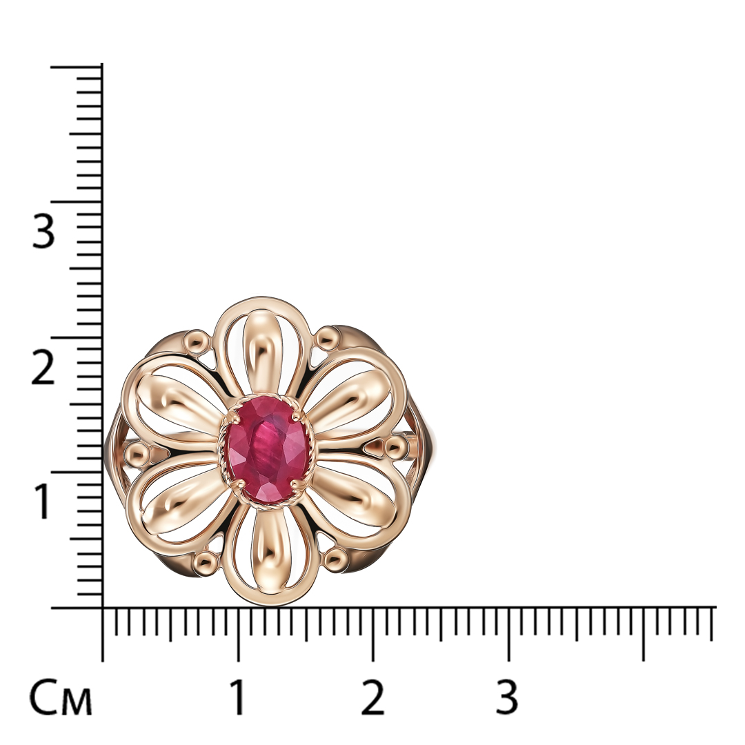 Серебряное кольцо с рубином "Цветок"