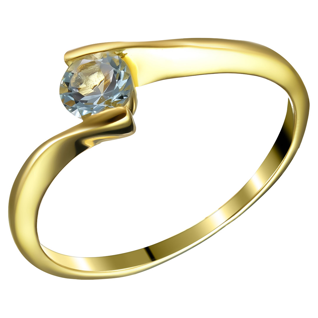 Серебряное кольцо 925 пробы; вставки 1 Аквамарин 0,41 ct;
