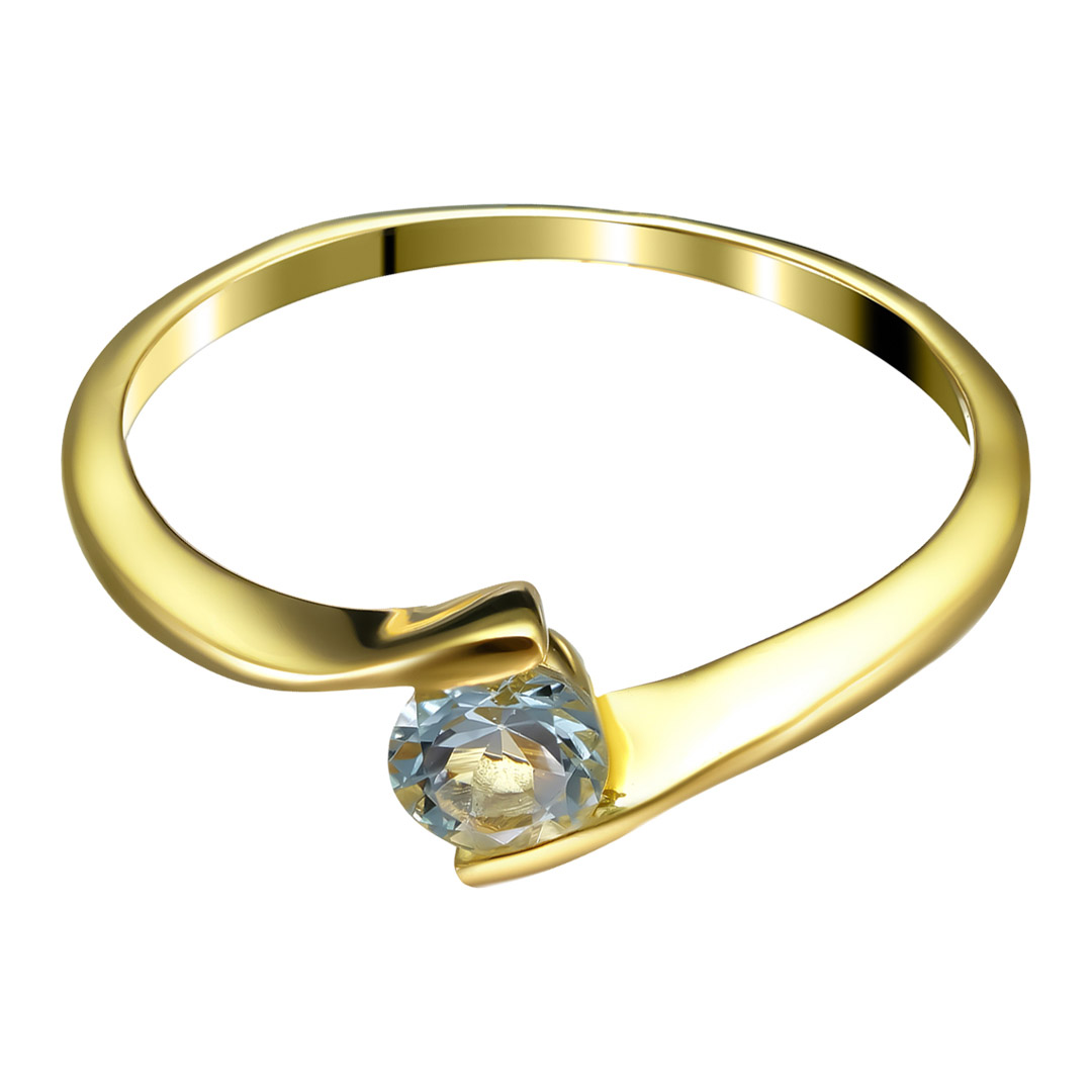 Серебряное кольцо 925 пробы; вставки 1 Аквамарин 0,41 ct;