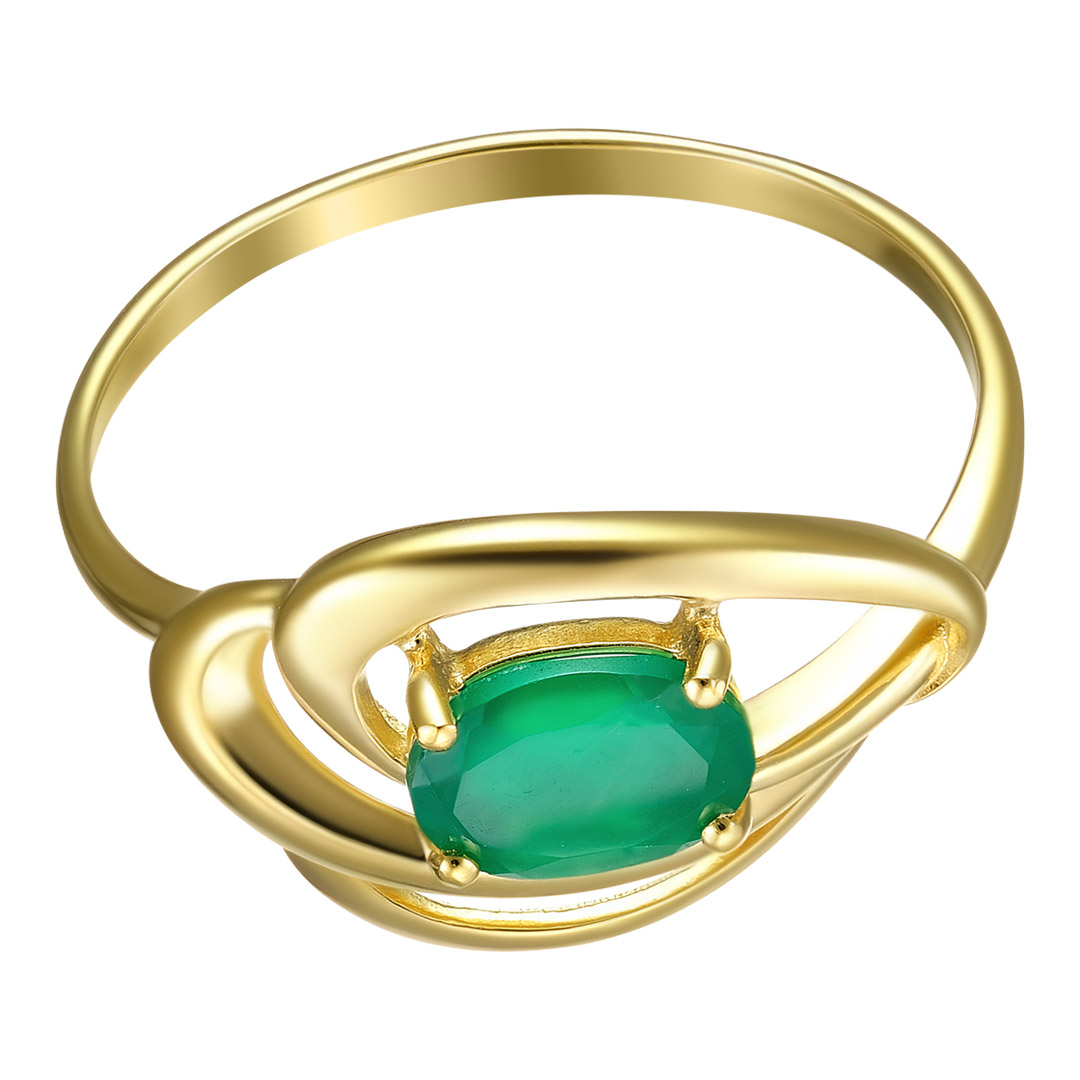 Серебряное кольцо 925 пробы; вставки 1 Агат зеленый;
