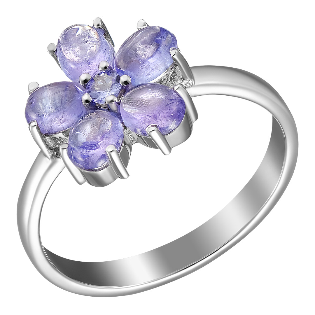 Серебряное кольцо 925 пробы; вставки 6 Танзанит;