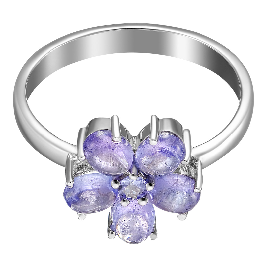Серебряное кольцо 925 пробы; вставки 6 Танзанит;