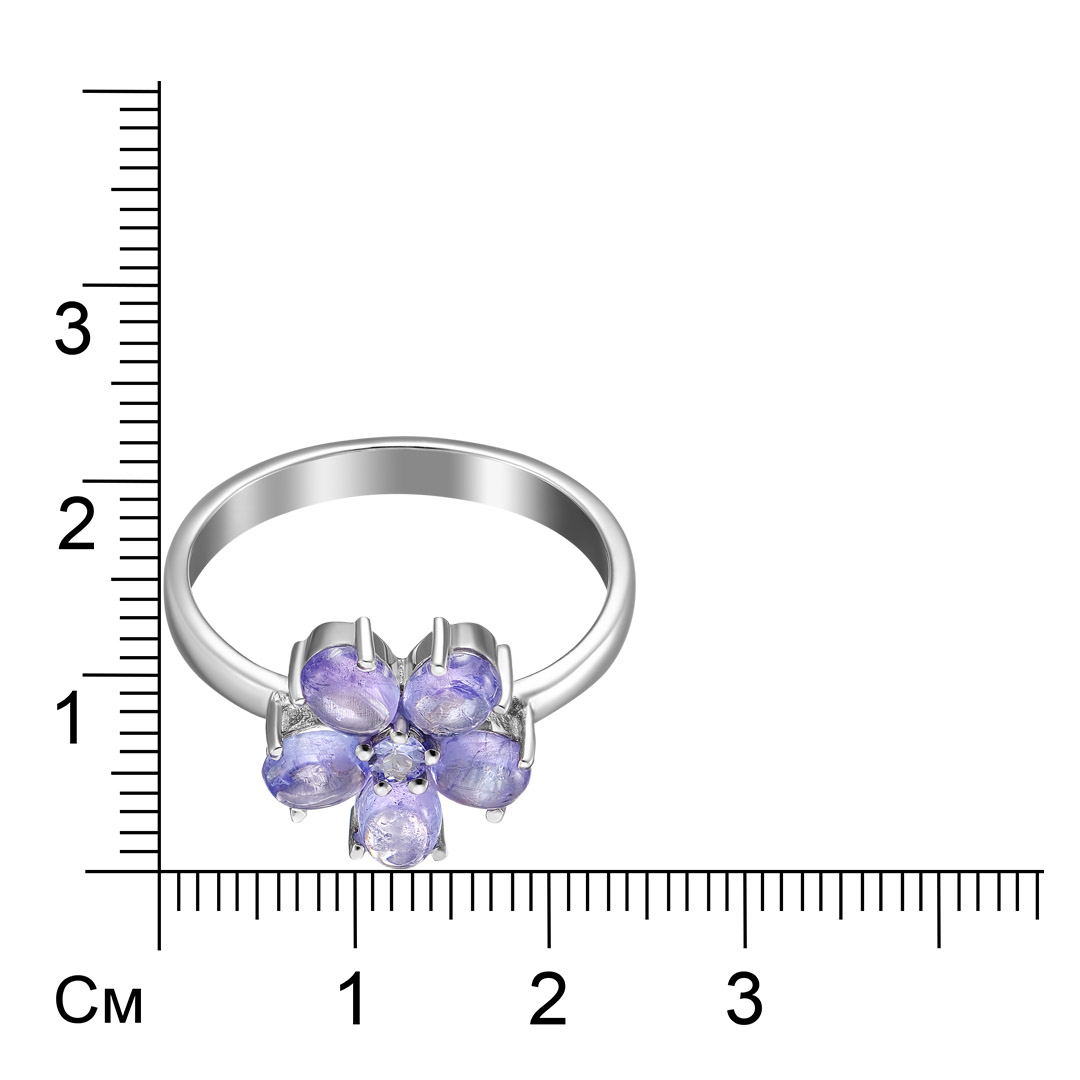 Серебряное кольцо 925 пробы; вставки 6 Танзанит;