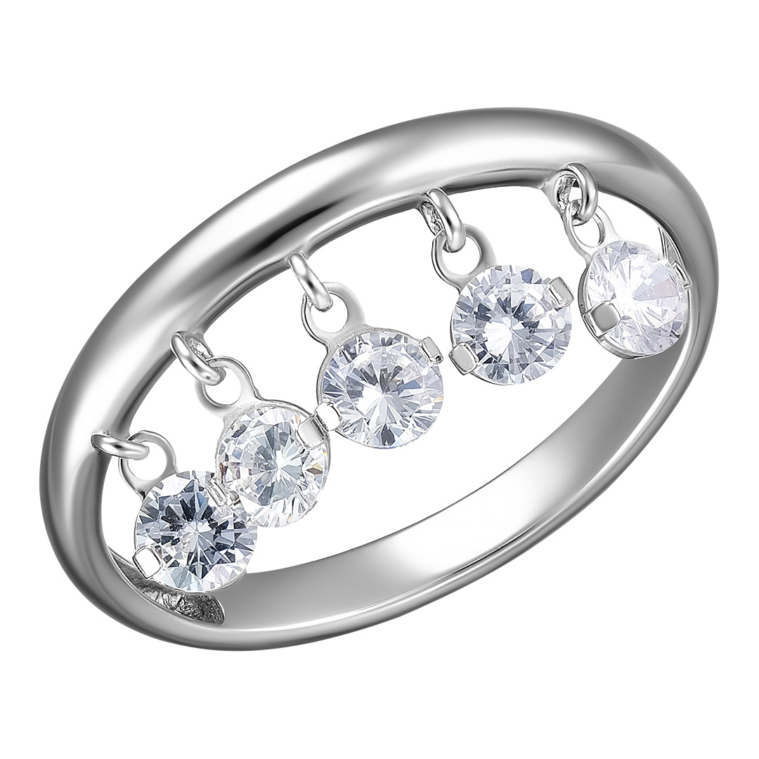 Серебряное кольцо 925 пробы; вставки 5 Куб.Цирконий бесцв.;