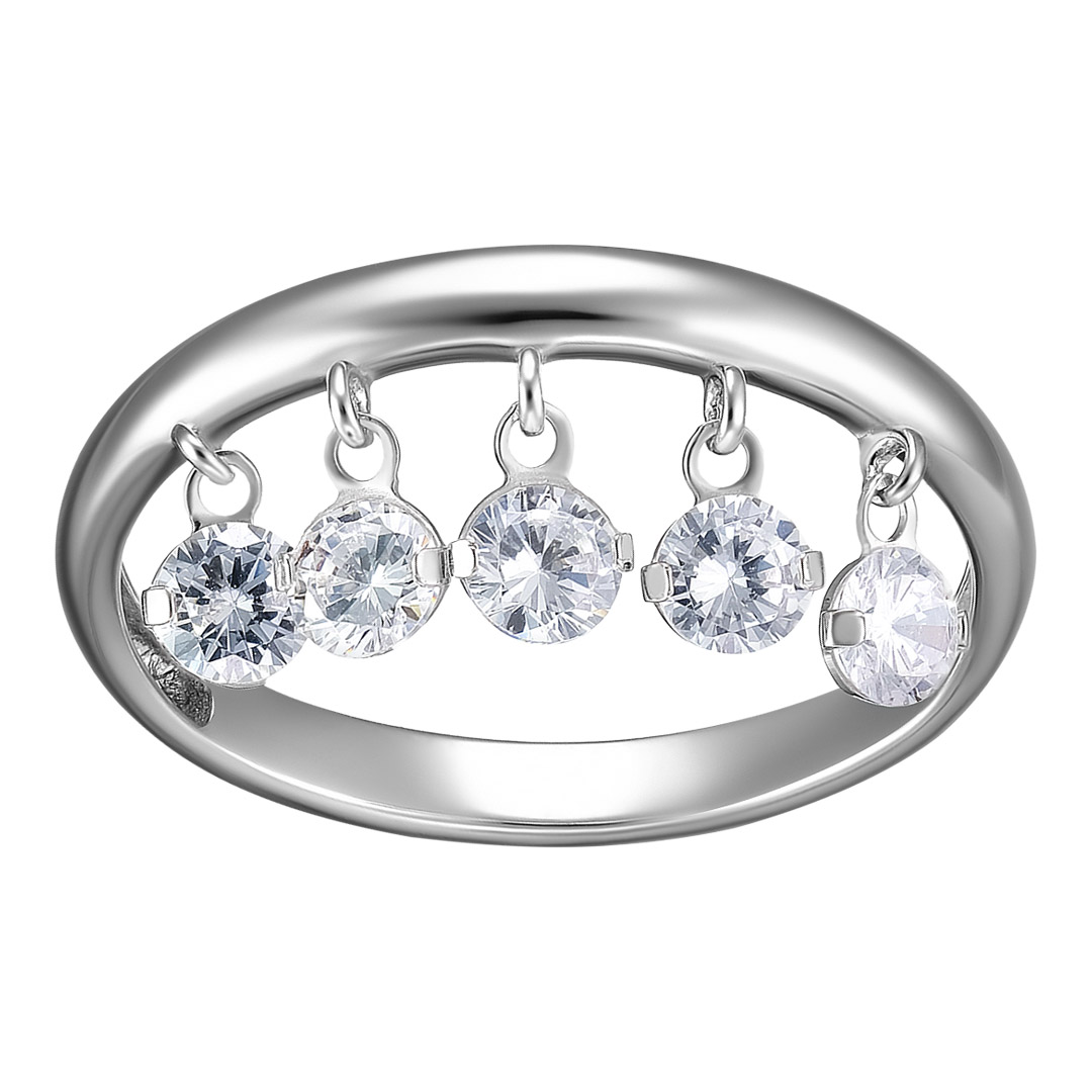 Серебряное кольцо 925 пробы; вставки 5 Куб.Цирконий бесцв.;