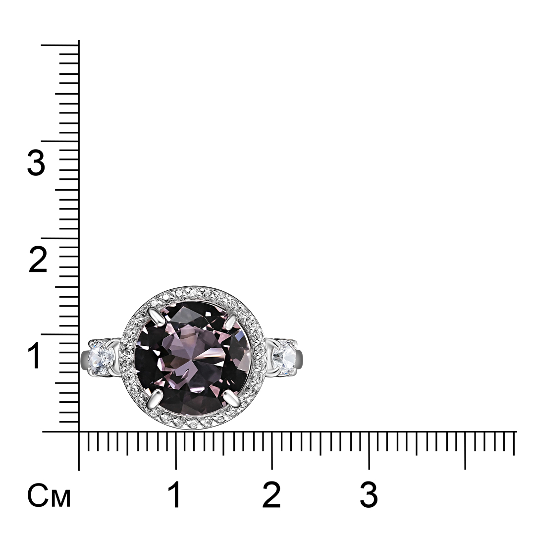 Серебряное кольцо 925 пробы; вставки 1 Кварц иск.; Россыпь Фианит бесцв.;