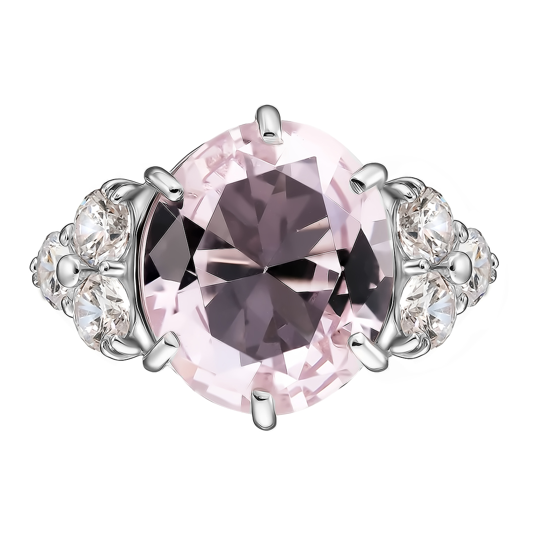 Серебряное кольцо 925 пробы; вставки 1 Кварц иск.; 6 Фианит бесцв.;