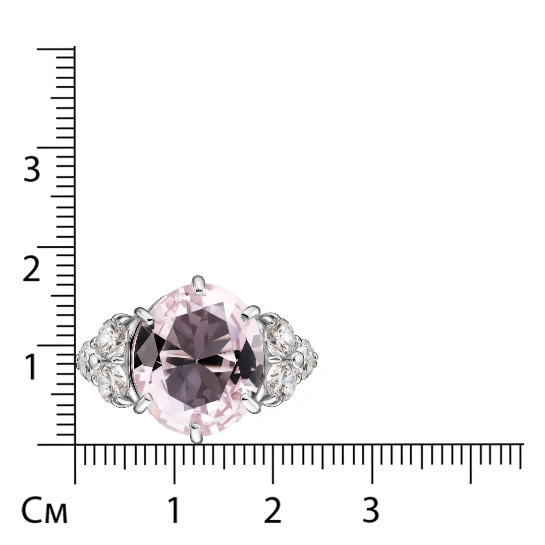 Серебряное кольцо 925 пробы; вставки 1 Кварц иск.; 6 Фианит бесцв.;