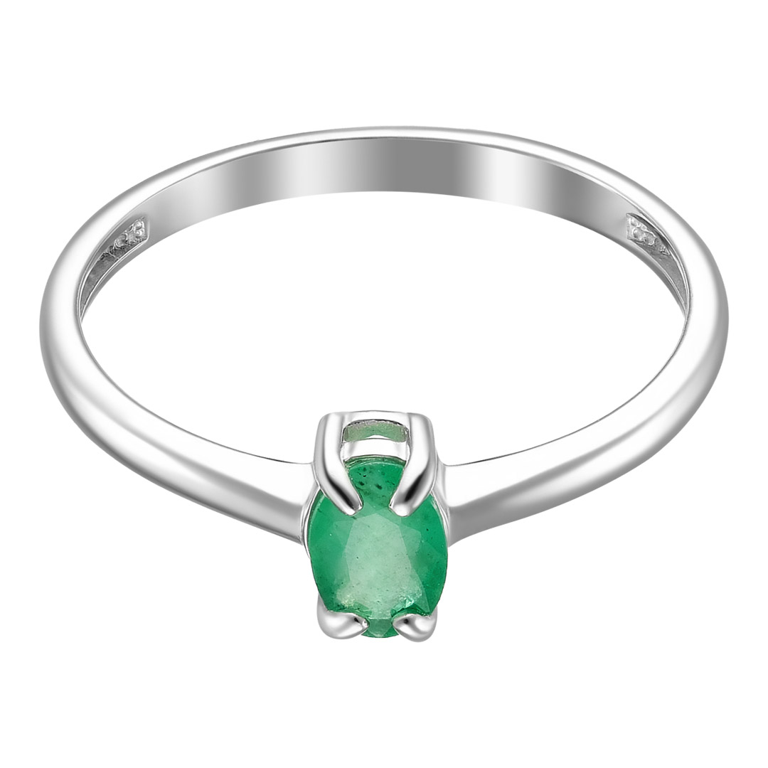Серебряное кольцо 925 пробы; вставки 1 Изумруд (F) 3/3 0,4;