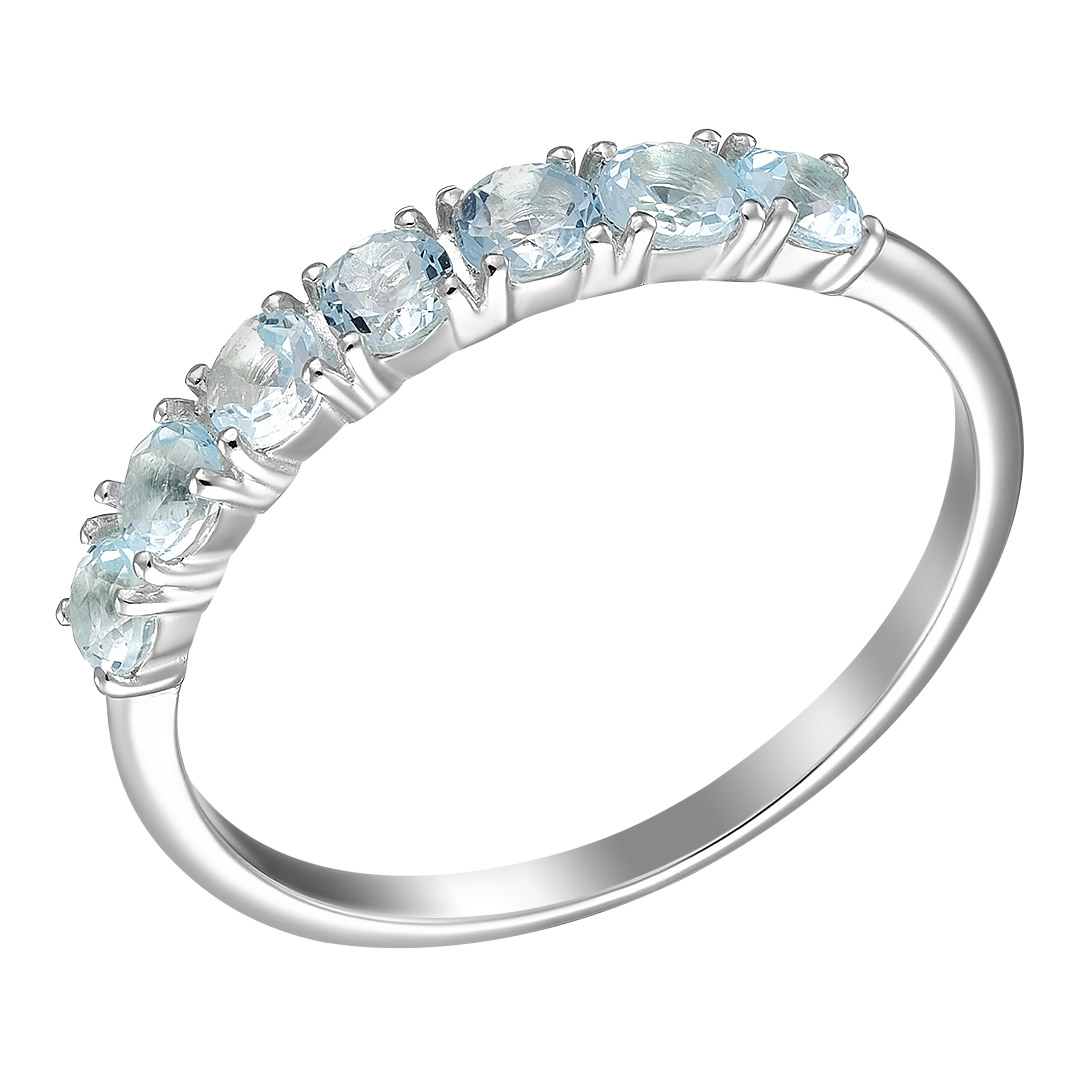 Серебряное кольцо 925 пробы; вставки 7 Топаз sky;